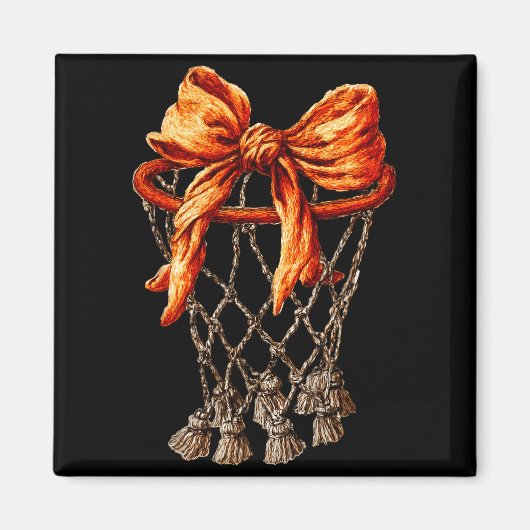 Basketball Hoop Net Coquette Bow Basketball Player Magneet (Voorkant)