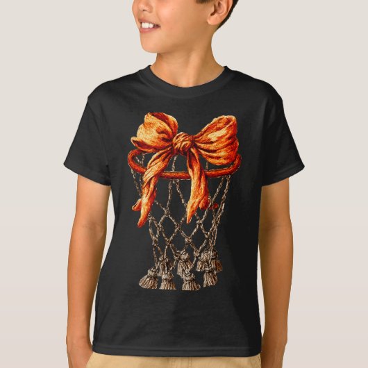 Basketball Hoop Net Coquette Bow Basketball Player T-shirt (Voorkant)