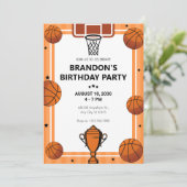 Basketball hoop trophy birthday kaart (Staand voorkant)