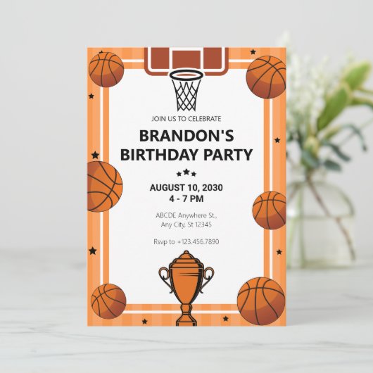 Basketball hoop trophy birthday kaart (Staand voorkant)