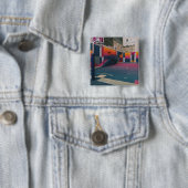 Basketball Hoop Vierkante Button 5,1 Cm (In situ)