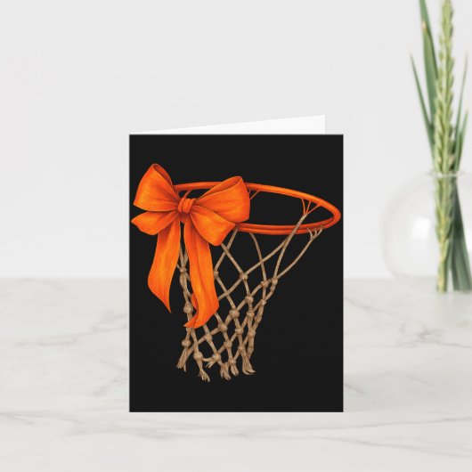 Basketball Hoop With Bow Cute Basketball Aesthetic Kaart (Voorkant)