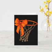 Basketball Hoop With Bow Cute Basketball Aesthetic Kaart (Gele Bloem)