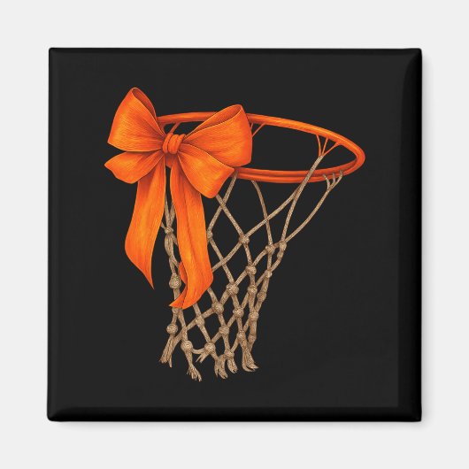 Basketball Hoop With Bow Cute Basketball Aesthetic Magneet (Voorkant)