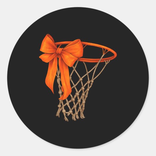 Basketball Hoop With Bow Cute Basketball Aesthetic Ronde Sticker (Voorkant)