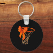 Basketball Hoop With Bow Cute Basketball Aesthetic Sleutelhanger (Voorkant)