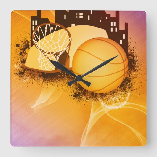 Basketball Hoops Dream Sports Square Wall klok (Voorkant)