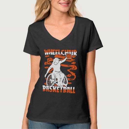 Basketball Hoops Hooping Bball Baller Wheelchair B T-shirt (Voorkant)