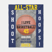 Basketball Hoops Navy Blue Team Jaar Fleece Deken (Voorkant)