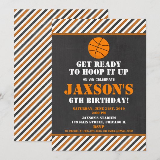 Basketball hoops verjaardagsfeest uitnodiging (Voorkant / Achterkant)