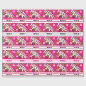 Basketball Hot Pink & White Stripes Cadeaupapier (Vlak)