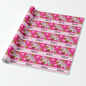 Basketball Hot Pink & White Stripes Cadeaupapier (Uitgerold)