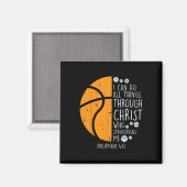 Basketball i kan dingen doen die Verse God Jezus G Magneet (Voorkant / Achterkant)