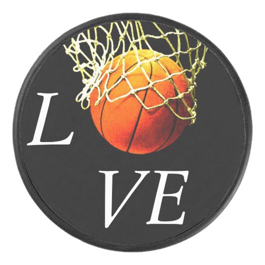 Basketball I Love Hockey Puck (Voorkant)