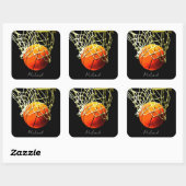 Basketball I Love Jouw naam Vierkante Sticker (Vel)