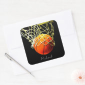 Basketball I Love Jouw naam Vierkante Sticker (Envelop)