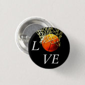 Basketball I Love Ronde Button 3,2 Cm (Voorkant /achterkant)