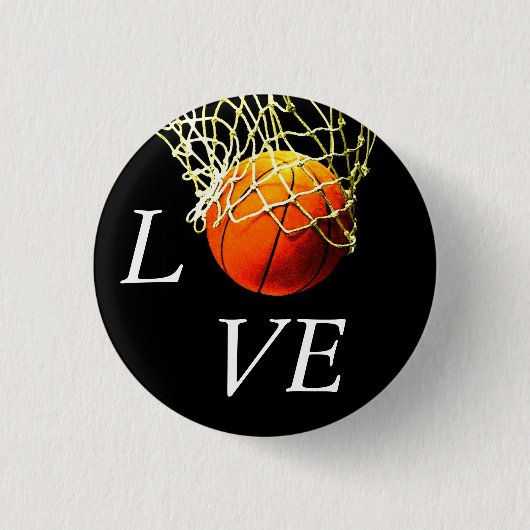 Basketball I Love Ronde Button 3,2 Cm (Voorkant)