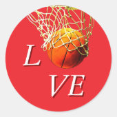 Basketball I Love Ronde Sticker (Voorkant)