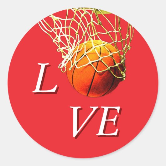 Basketball I Love Ronde Sticker (Voorkant)
