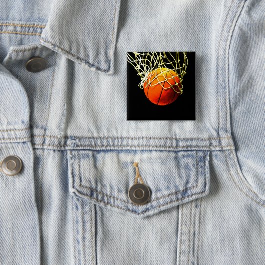 Basketball I Love Vierkante Button 5,1 Cm (In situ)