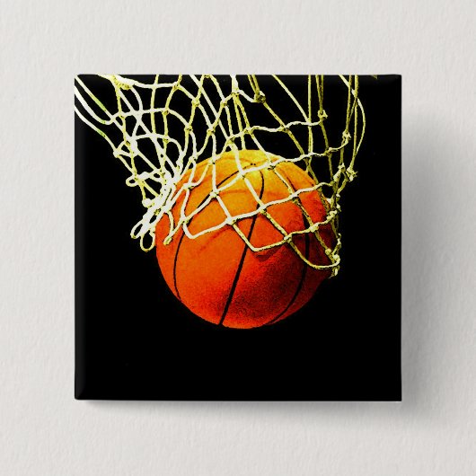 Basketball I Love Vierkante Button 5,1 Cm (Voorkant)