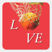 Basketball I Love Vierkante Sticker (Voorkant)