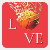Basketball I Love Vierkante Sticker (Voorkant)