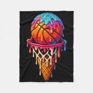 Basketball Ice Cream Drip For Boys Girls Youth Bas Fleece Deken