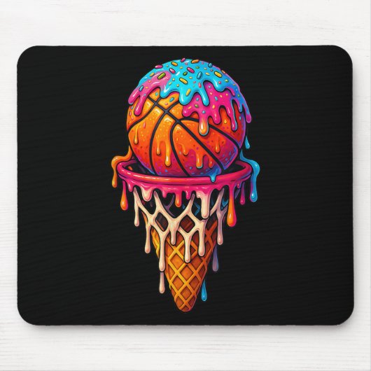 Basketball Ice Cream Drip For Boys Girls Youth Bas Muismat (Voorkant)