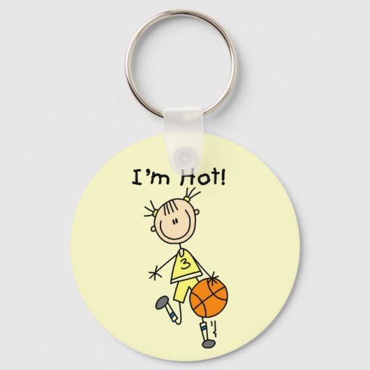 Basketball Ik ben Hot T-shirts en Gifts Sleutelhanger (Voorkant)