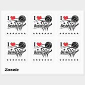 Basketball, ik hou van Basketball Vierkante Sticker (Vel)