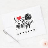 Basketball, ik hou van Basketball Vierkante Sticker (Envelop)
