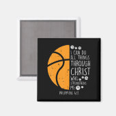 Basketball ik kan dingen doen bijbelse god Jezus Magneet (Voorkant / Achterkant)