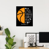 Basketball ik kan dingen doen bijbelse god Jezus Poster (Thuiskantoor)