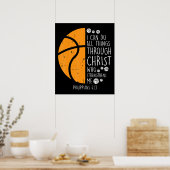 Basketball ik kan dingen doen bijbelse god Jezus Poster (Keuken)