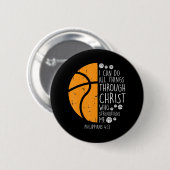 Basketball ik kan dingen doen bijbelse god Jezus Ronde Button 5,7 Cm (Voorkant /achterkant)