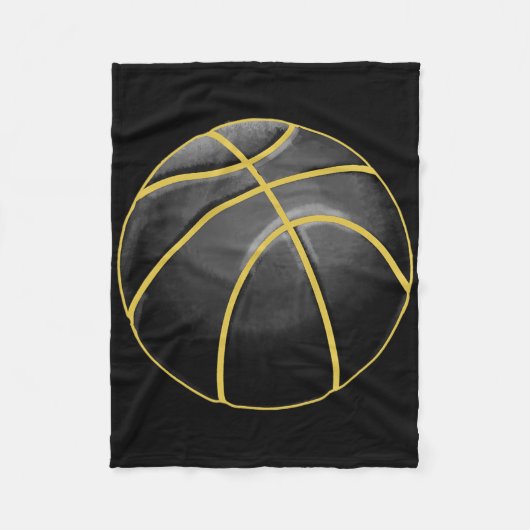 Basketball Illustratie Black Gold Ball Design Str Fleece Deken (Voorkant)