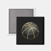 Basketball Illustratie Black Gold Ball Design Str Magneet (Voorkant / Achterkant)