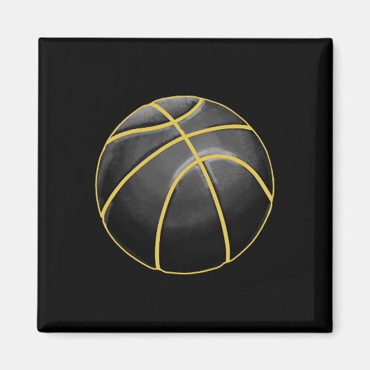 Basketball Illustratie Black Gold Ball Design Str Magneet (Voorkant)