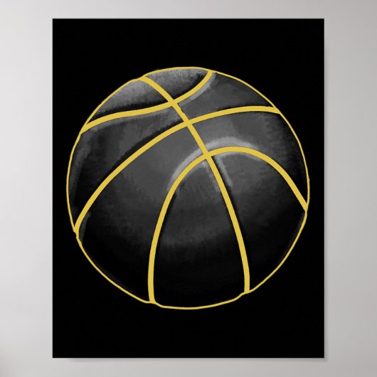 Basketball Illustratie Black Gold Ball Design Str Poster (Voorkant)