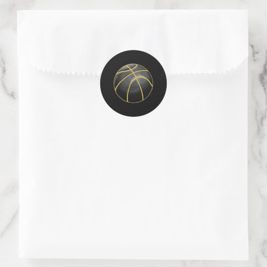 Basketball Illustratie Black Gold Ball Design Str Ronde Sticker (Tas)
