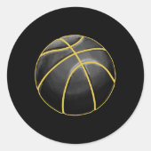 Basketball Illustratie Black Gold Ball Design Str Ronde Sticker (Voorkant)