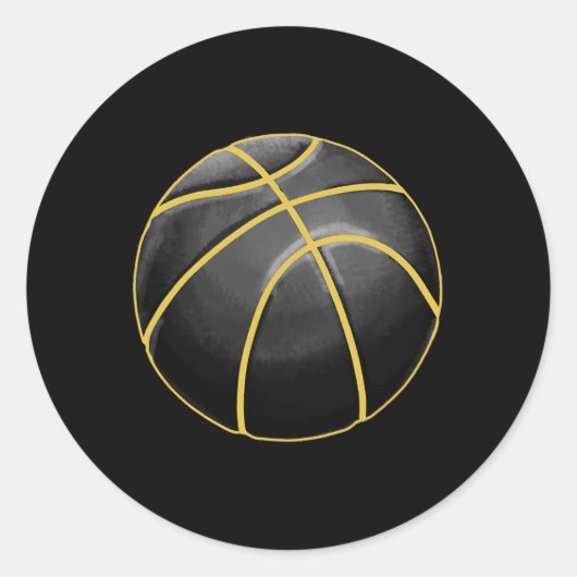 Basketball Illustratie Black Gold Ball Design Str Ronde Sticker (Voorkant)