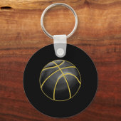 Basketball Illustratie Black Gold Ball Design Str Sleutelhanger (Voorkant)