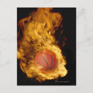 Basketball in brand (digitaal samengesteld) briefkaart