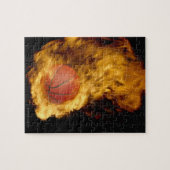 Basketball in brand (digitaal samengesteld) legpuzzel (Horizontaal)
