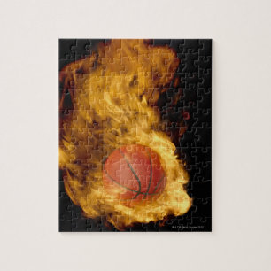 Basketball in brand (digitaal samengesteld) legpuzzel
