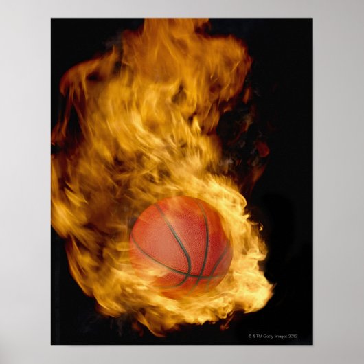 Basketball in brand (digitaal samengesteld) poster (Voorkant)