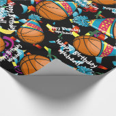 Basketball in een partijdig Pet | Gepersonaliseerd Cadeaupapier (Hoek)